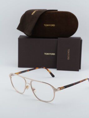 Tom Ford FT5751-B 028 Aviator Eyeglasses 57mm - Gold/Havana